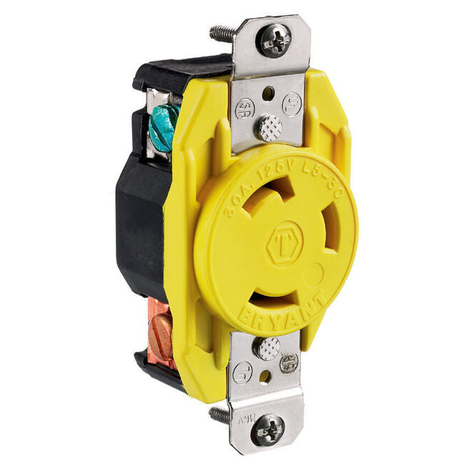 Hubbell HBL305CRR Yellow 30A 125V Locking Receptacle