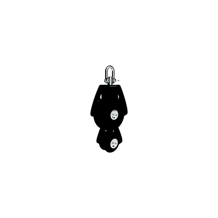 Lewmar 29925031BK 50MM Fiddle Block, Black, 1/4" 3/8" Line