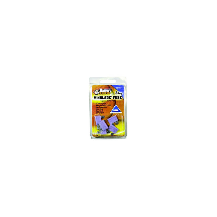 Wirthco 24353 Battery Doctor Midblade ATO/ATC Fuses, 3A, 5/Pk