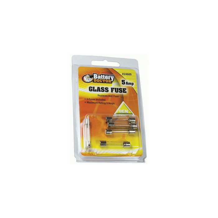 Wirthco 24605 Battery Doctor AGC Glass Fuse, 5A, 5/Pk