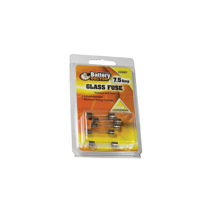 Wirthco 24607 Battery Doctor AGC Glass Fuse, 7.5A, 5/Pk