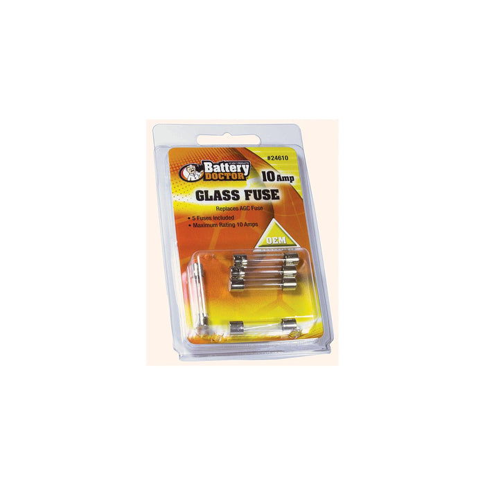 Wirthco 24610 Battery Doctor AGC Glass Fuse, 10A, 5/Pk