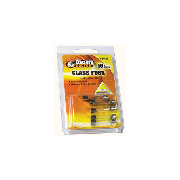 Wirthco 24615 Battery Doctor AGC Glass Fuse, 15A, 5/Pk