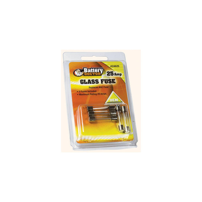 Wirthco 24625 Battery Doctor AGC Glass Fuse, 25A, 5/Pk
