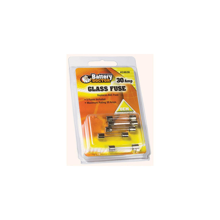 Wirthco 24630 Battery Doctor AGC Glass Fuse, 30A, 5/Pk