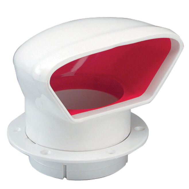 Marinco N10864 Deluxe Low Profile PVC Cowl Vent, White, Bright Red Interior, Includes Snap-In Deck Plate and Cover