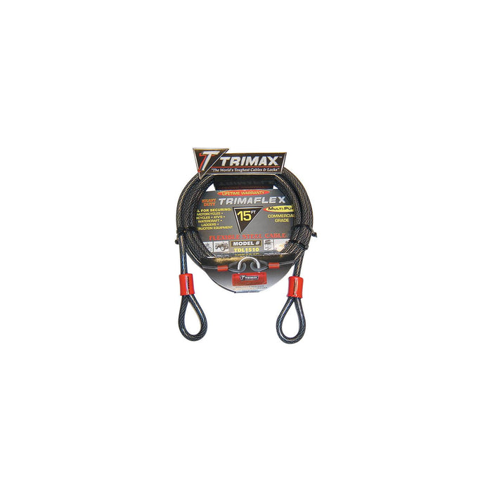 Trimax Locks TDL3010 Trimax Dual Loop Quadra Braid Trimaflex Cable, 30' L x 10mm