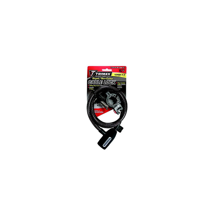 Trimax Locks TNKC126 Trimax Trimaflex Non-Coiled Keyed Cable Lock, 6' x 12mm