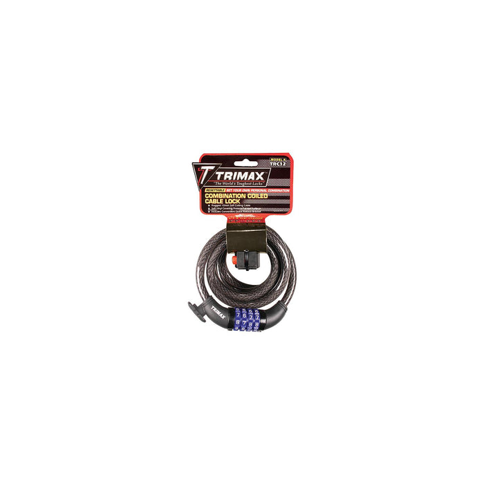 Trimax Locks TRC126 Trimax Quadra-Braid 6' x 12mm Cable Lock w/ Combination &, Quick Release Bracket