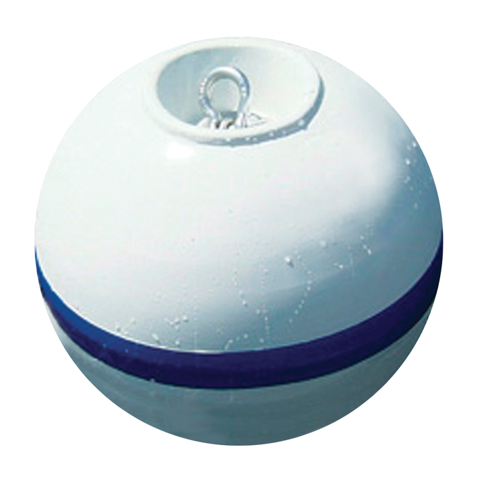 Taylor Made Products 46818 Taylor Sur-Moor Shackle Buoy White w/ Blue Reflective, Striping