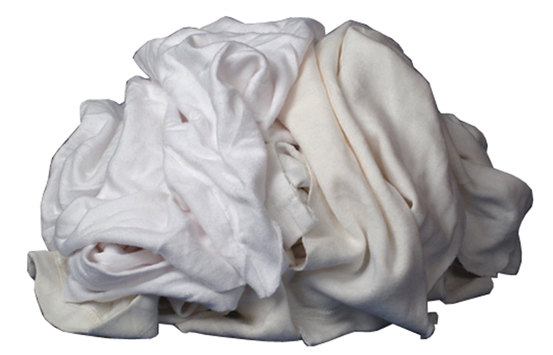 Buffalo Rags 10521 Recycled White T-Shirt Wipers, 1 lb.