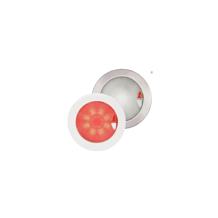 Hella 980630012 EuroLED 150 Round Touch Lamp, White/Red w/Polished SS Rim