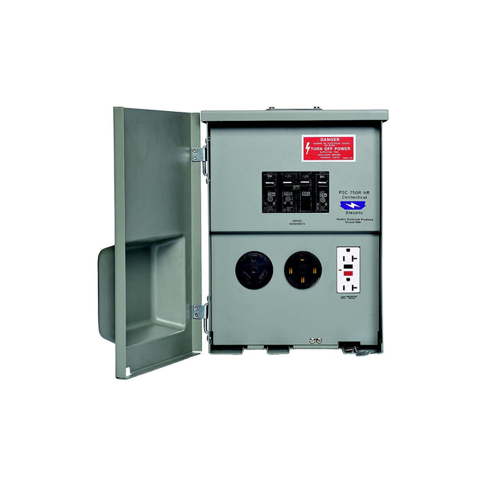 Parallax U075CTL010 80A 120/240V Outdoor RV Power Outlet, 20A-1 & 30A-1 & 50A-2 Pole Breakers, TT-30R, 5-20R1 GFl, 14-50R