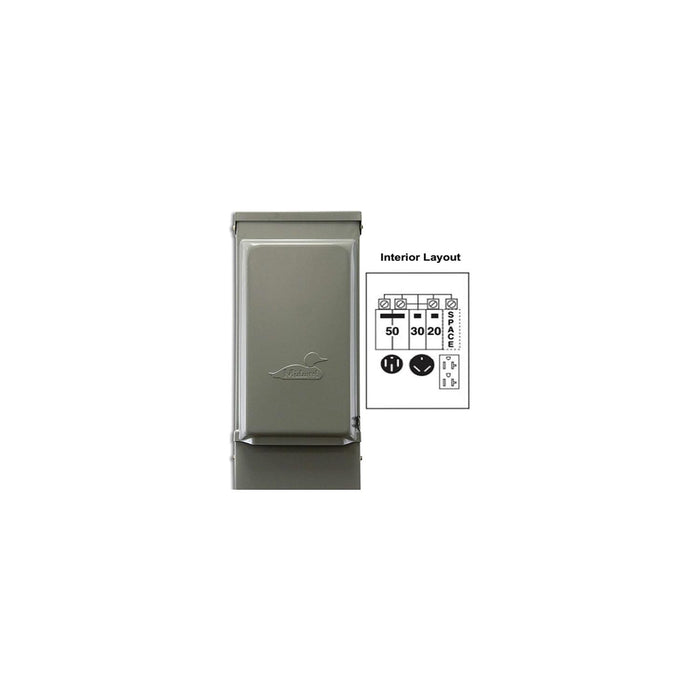 Parallax U075CTL010 80A 120/240V Outdoor RV Power Outlet, 20A-1 & 30A-1 & 50A-2 Pole Breakers, TT-30R, 5-20R1 GFl, 14-50R