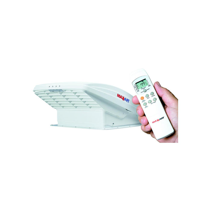 MaxxAir 00-07000K MaxxFan Deluxe White RV 10-Speed Fan w/Electric Opening, Remote Control & Rain Shield