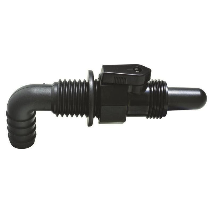 TH Marine AHV-90-DP T-H Marine Aerator Spray Head 90° Screw On Valve w/Shut Off, 3/4", Black