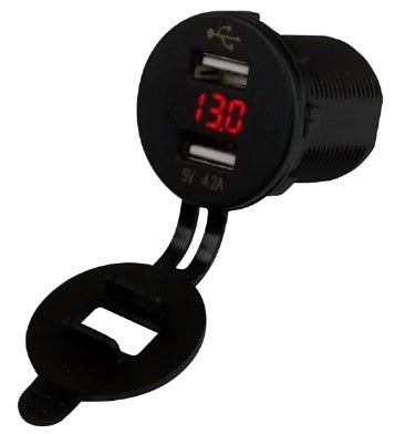 Sea-Dog Dual USB Socket/Voltmeter with Hidden Display