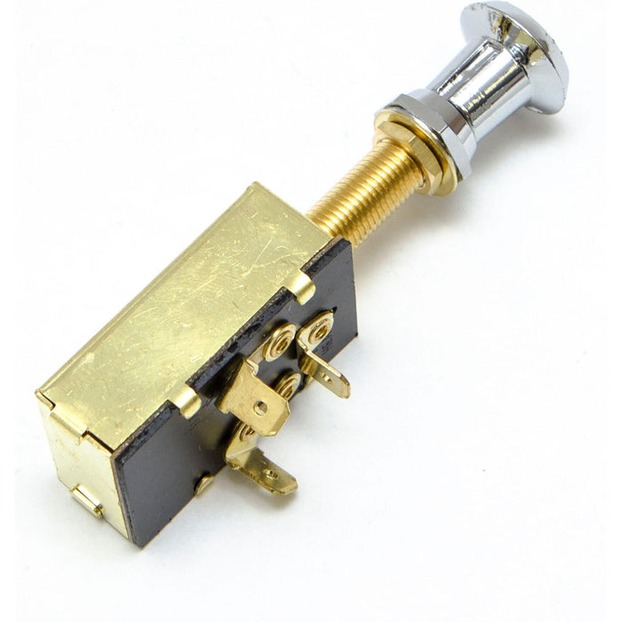 Sierra MP39590 On/Off/On SPDT 4 Blade Terminal Heavy Duty Push Pull Switch, Chrome & Plastic Knob