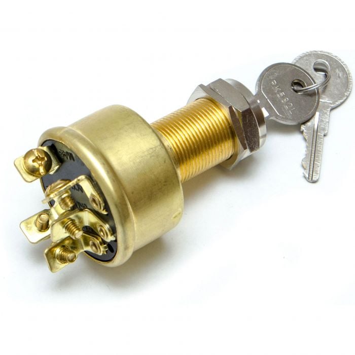 Sierra MP39040 Magneto 3 Position 1 1/8" Brass 5 Screw Terminal 12V 10 Amp, Ignition Starter Switch