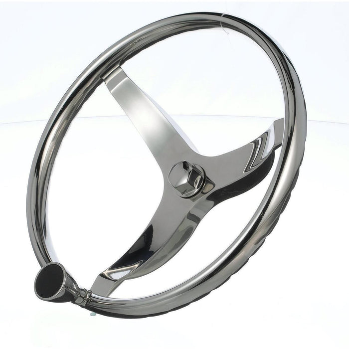 Seachoice 28481 Stainless Steel Sports Steering Wheel With Turning Knob