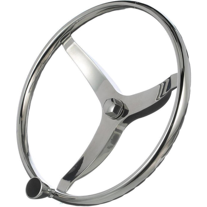 Seachoice 28531 Stainless Steel Sports Steering Wheel With Turning Knob