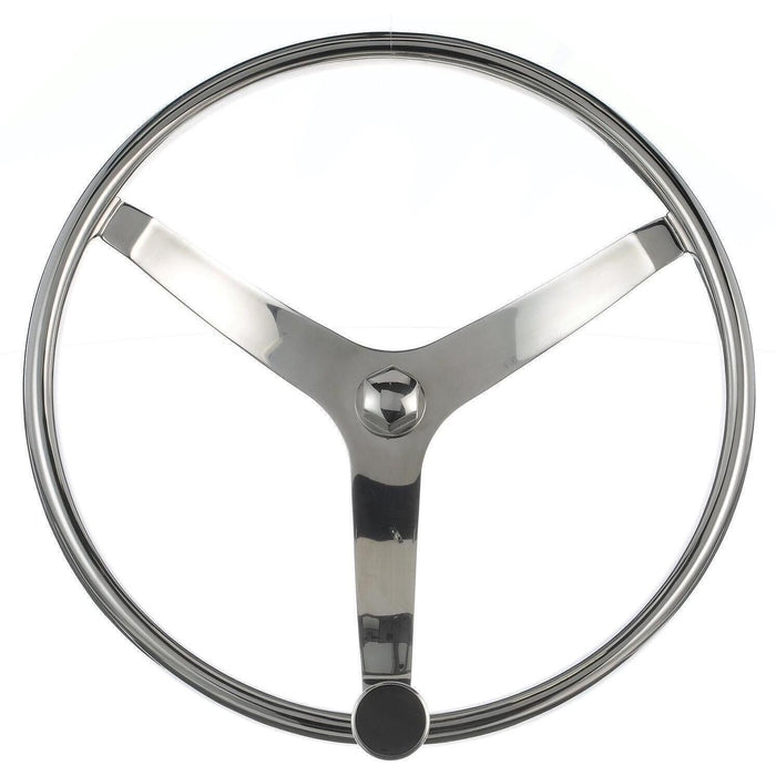 Seachoice 28531 Stainless Steel Sports Steering Wheel With Turning Knob