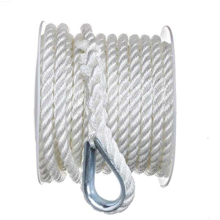 Seachoice 40691 3-Strand Twisted Nylon Anchor Line White, 3/8" x 50'