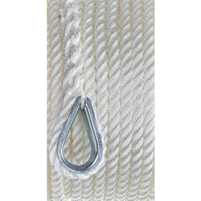 Seachoice 40711 3-Strand Twisted Nylon Anchor Line White, 3/8" x 100'