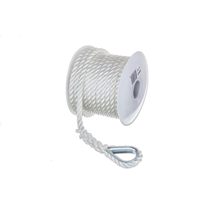 Seachoice 40691 3-Strand Twisted Nylon Anchor Line White, 3/8" x 50'