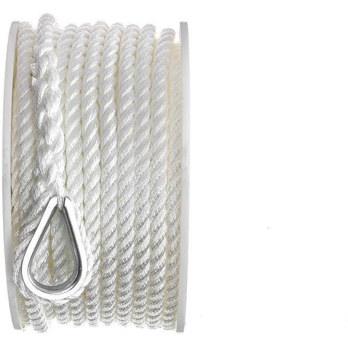 Seachoice 40711 3-Strand Twisted Nylon Anchor Line White, 3/8" x 100'