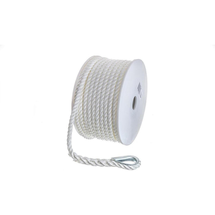 Seachoice 40711 3-Strand Twisted Nylon Anchor Line White, 3/8" x 100'