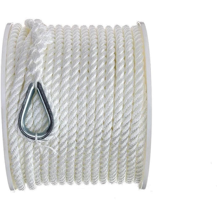 Seachoice 40721 3-Strand Twisted Nylon Anchor Line White, 3/8" x 150