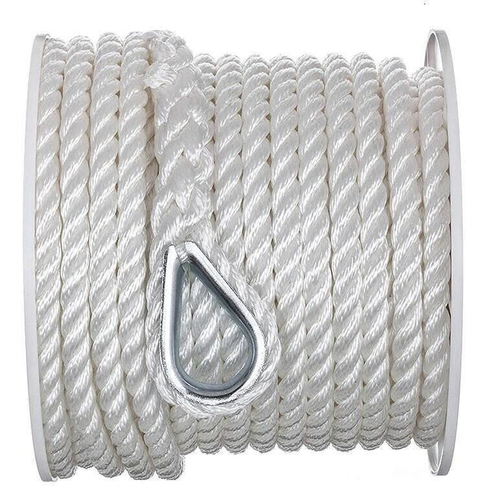 Seachoice 40731 3-Strand Twisted Nylon Anchor Line White, 1/2" x 100'