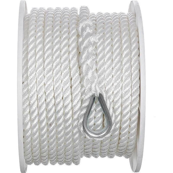 Seachoice 40741 3-Strand Twisted Nylon Anchor Line White, 1/2" x 150'