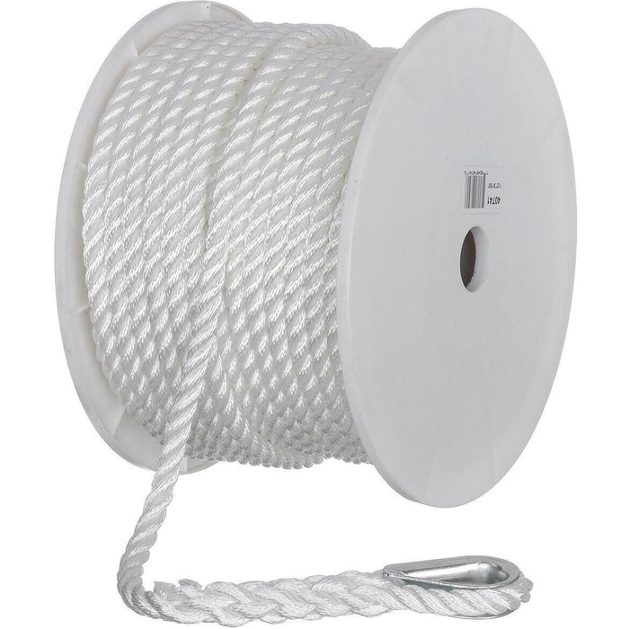 Seachoice 40741 3-Strand Twisted Nylon Anchor Line White, 1/2" x 150'
