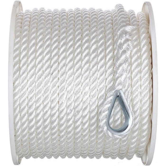 Seachoice 40751 3-Strand Twisted Nylon Anchor Line White, 1/2" x 200'