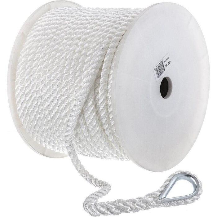 Seachoice 40751 3-Strand Twisted Nylon Anchor Line White, 1/2" x 200'