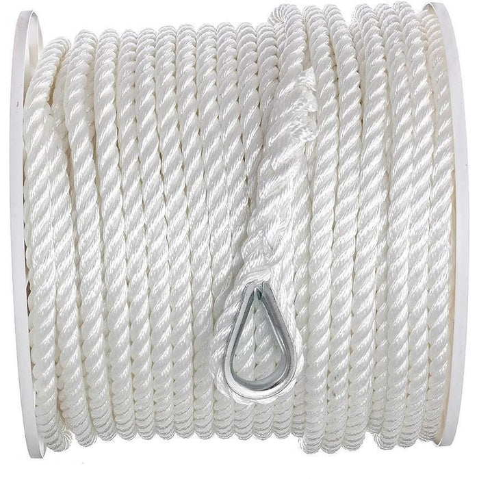 Seachoice 40781 3-Strand Twisted Nylon Anchor Line White, 1/2" x 250'