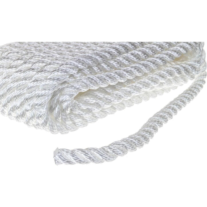 Seachoice 42531 3-Strand Twisted Nylon Dock Line, 3/8" x 25', White