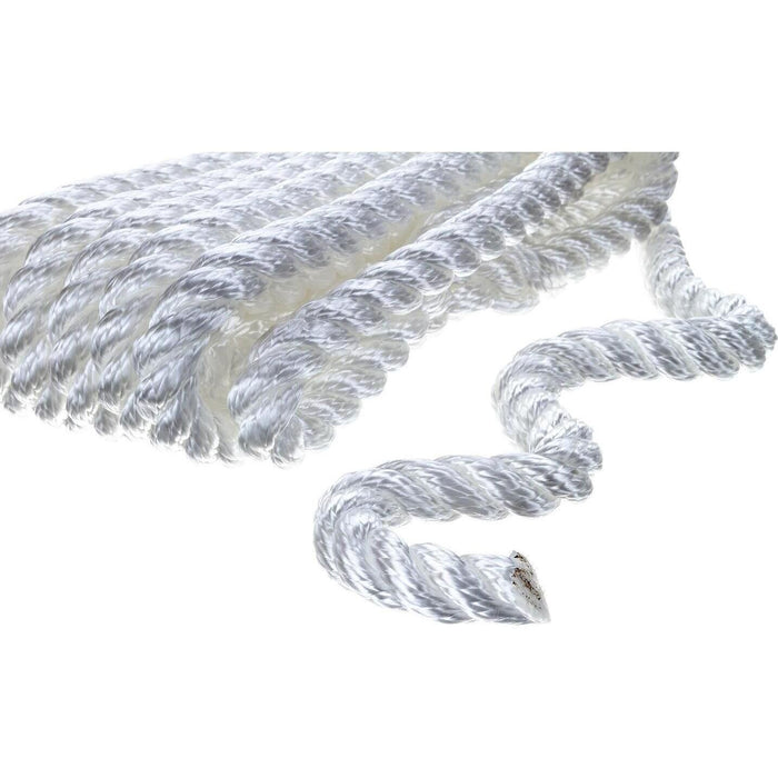 Seachoice 42551 3-Strand Twisted Nylon Dock Line, 1/2" x 15', White