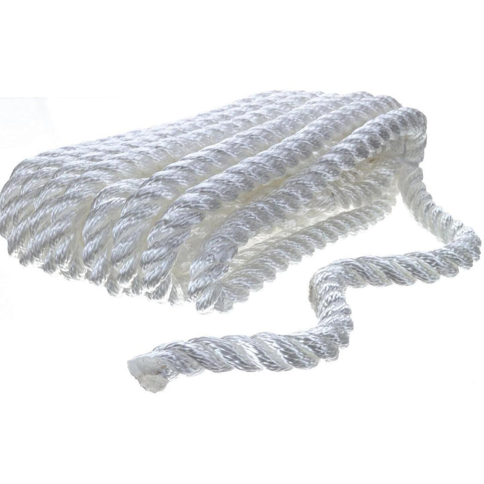 Seachoice 42561 3-Strand Twisted Nylon Dock Line, 1/2" x 20', White
