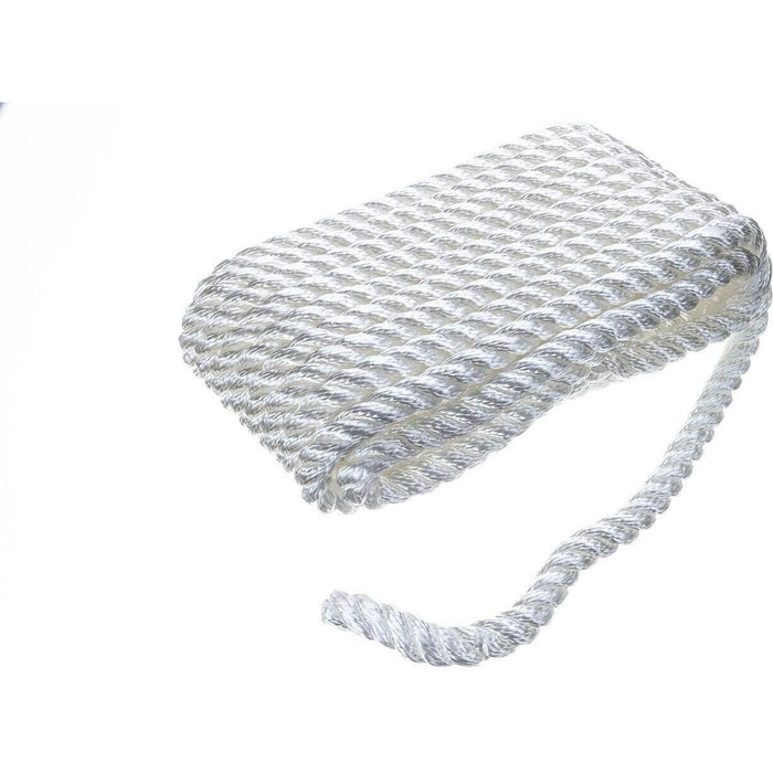 Seachoice 42571 3-Strand Twisted Nylon Dock Line, 1/2" x 25', White