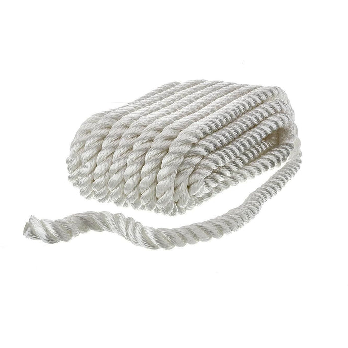 Seachoice 42581 3-Strand Twisted Nylon Dock Line, 1/2" x 30', White