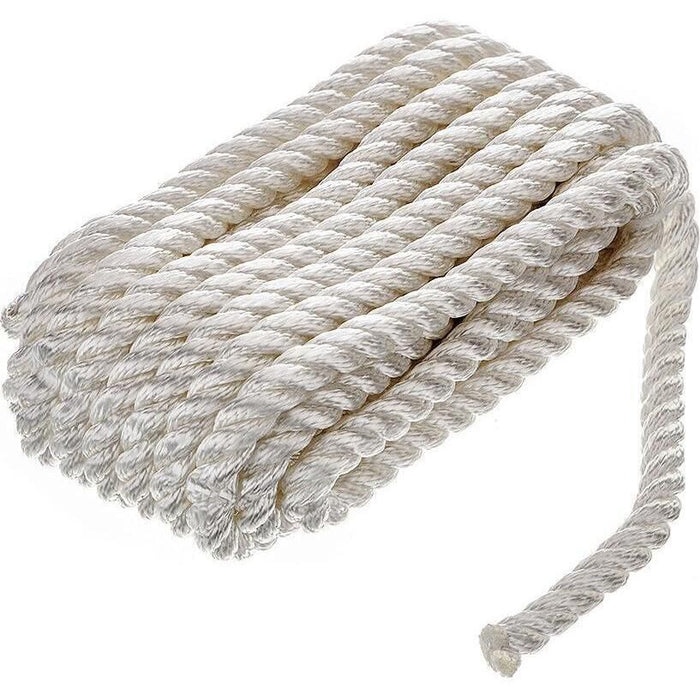 Seachoice 42581 3-Strand Twisted Nylon Dock Line, 1/2" x 30', White