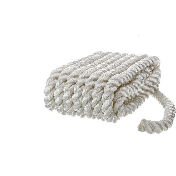 Seachoice 42591 3-Strand Twisted Nylon Dock Line, 5/8" x 20', White