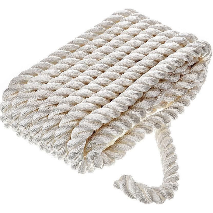 Seachoice 42591 3-Strand Twisted Nylon Dock Line, 5/8" x 20', White