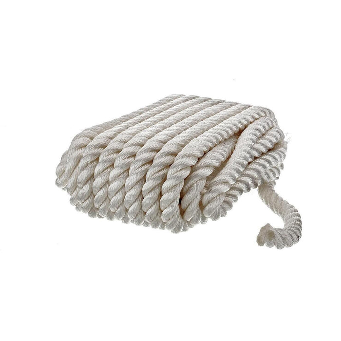Seachoice 42621 3-Strand Twisted Nylon Dock Line, 5/8" x 35', White
