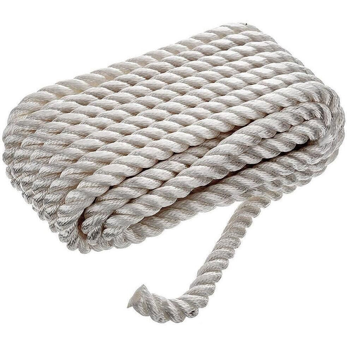 Seachoice 42621 3-Strand Twisted Nylon Dock Line, 5/8" x 35', White