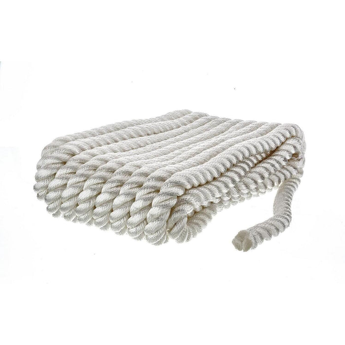Seachoice 42631 3-Strand Twisted Nylon Dock Line, White, 3/4" x 25'