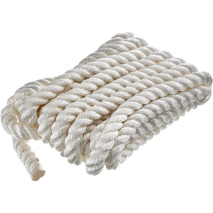 Seachoice 42631 3-Strand Twisted Nylon Dock Line, White, 3/4" x 25'
